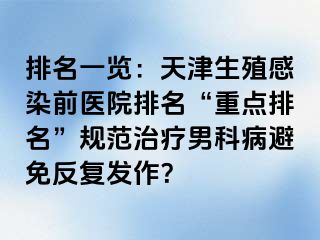 排名一览：天津生殖感染前医院排名“重点排名”规范治疗男科病避免反复发作？